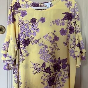 Floral Yellow and Purple Women's Top